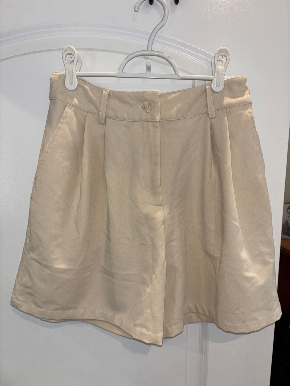 Motel Rocks Beige High-Waist Tailored Womens Shorts